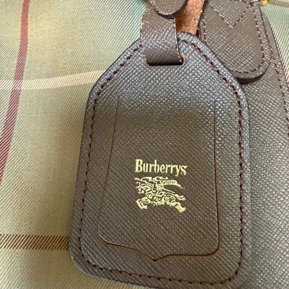 Burberry Barbour Brown and Green Duffel Bag with Classic Plaid Design